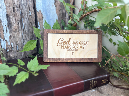 God Has Great Plans For Me Jeremiah 29:11 Wood Sign | Baby Nursery Christian Décor | Inspirational Scripture Wall Art | Faith-Based Sign