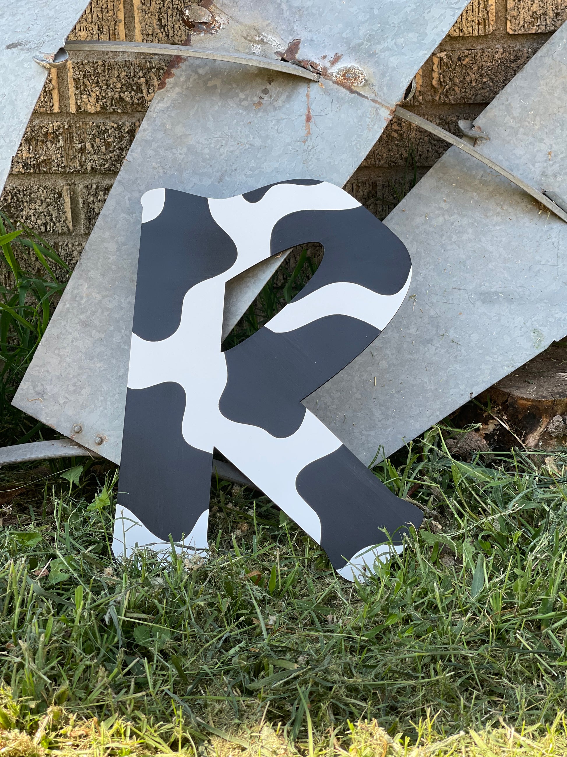 Cow Print Hand-Painted Wood Engraved Letter Signs | Country Girl's Roo ...