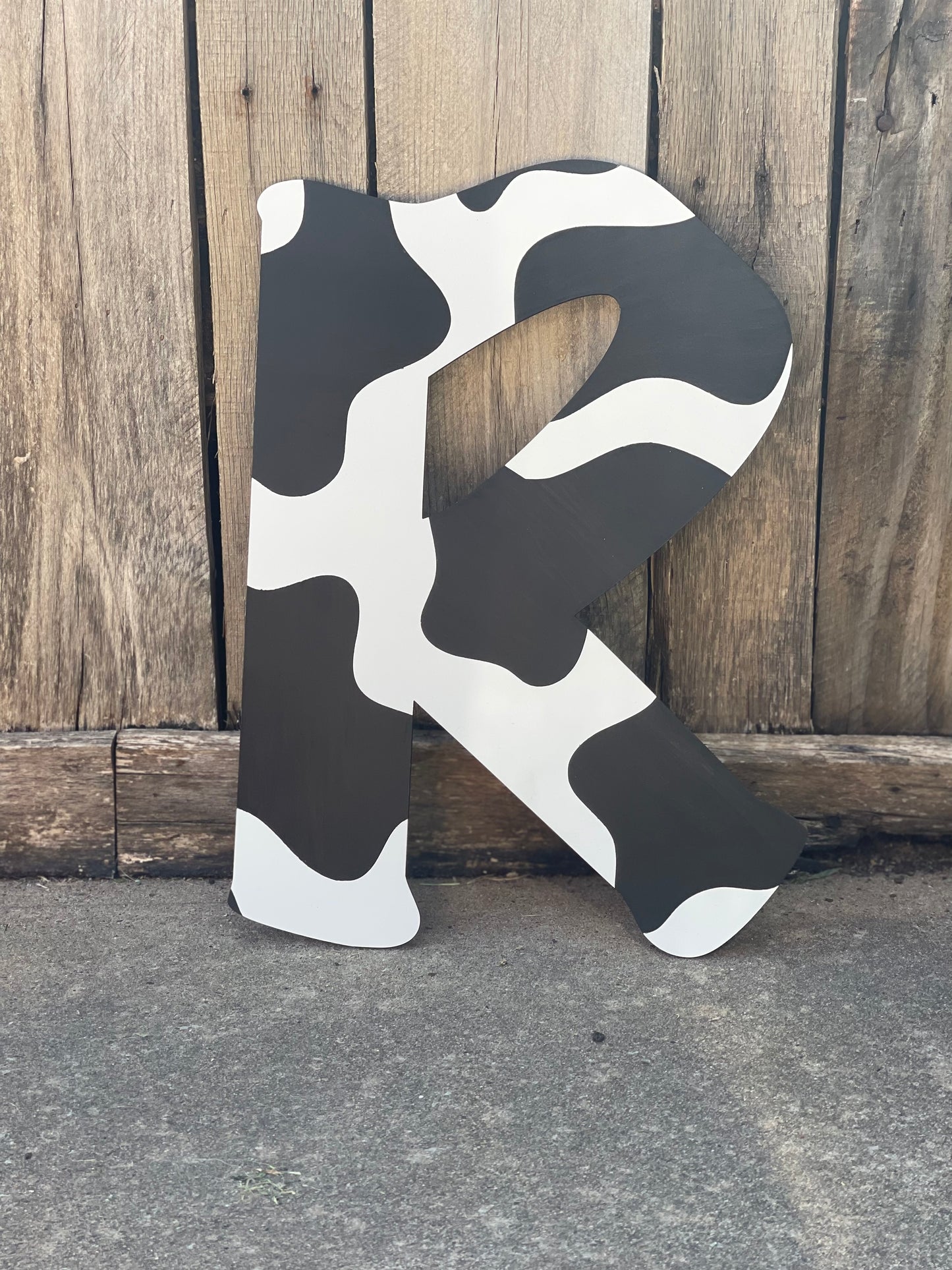 Cow Print Hand-Painted Wood Engraved Letter Signs | Country Girl's Room Decor | Cute Cow Lover's Gift