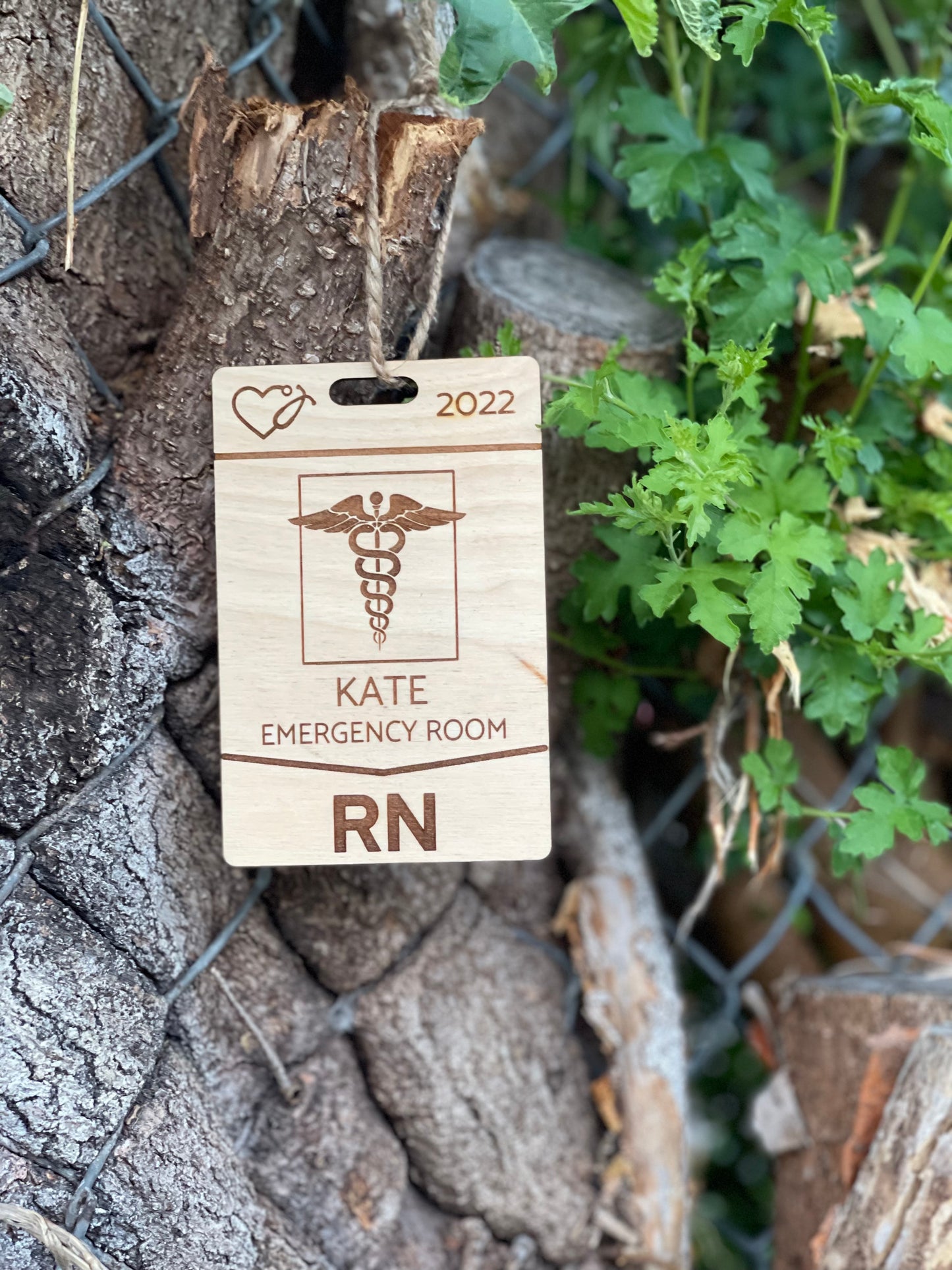 Personalized Nurse Badge Christmas Ornament - Custom Engraved with Name and Department - Medical ID Decoration