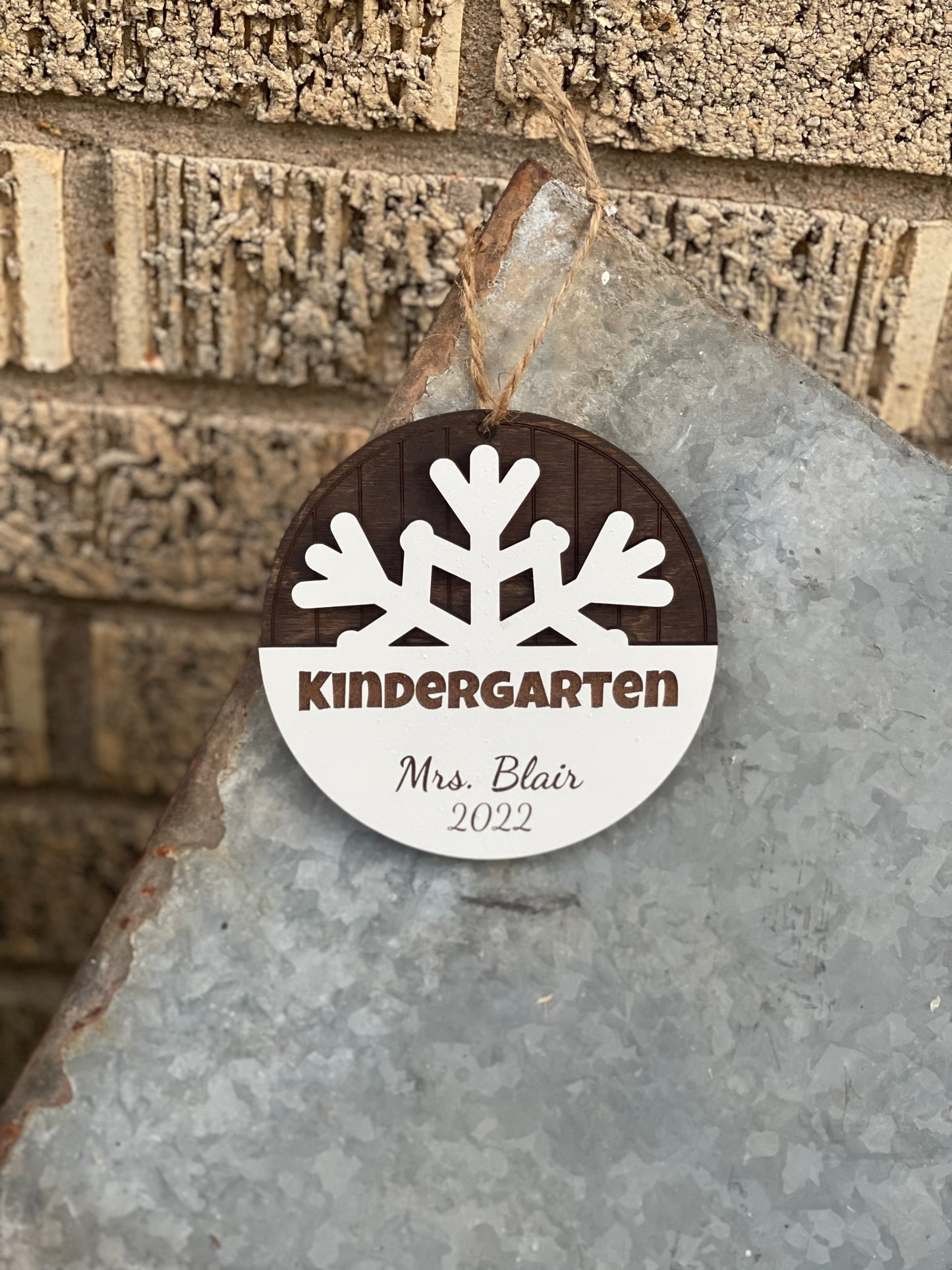 Personalized Teacher Christmas Ornament | Custom Name & Grade Level/Subject | Engraved Wood Snowflake Ornament