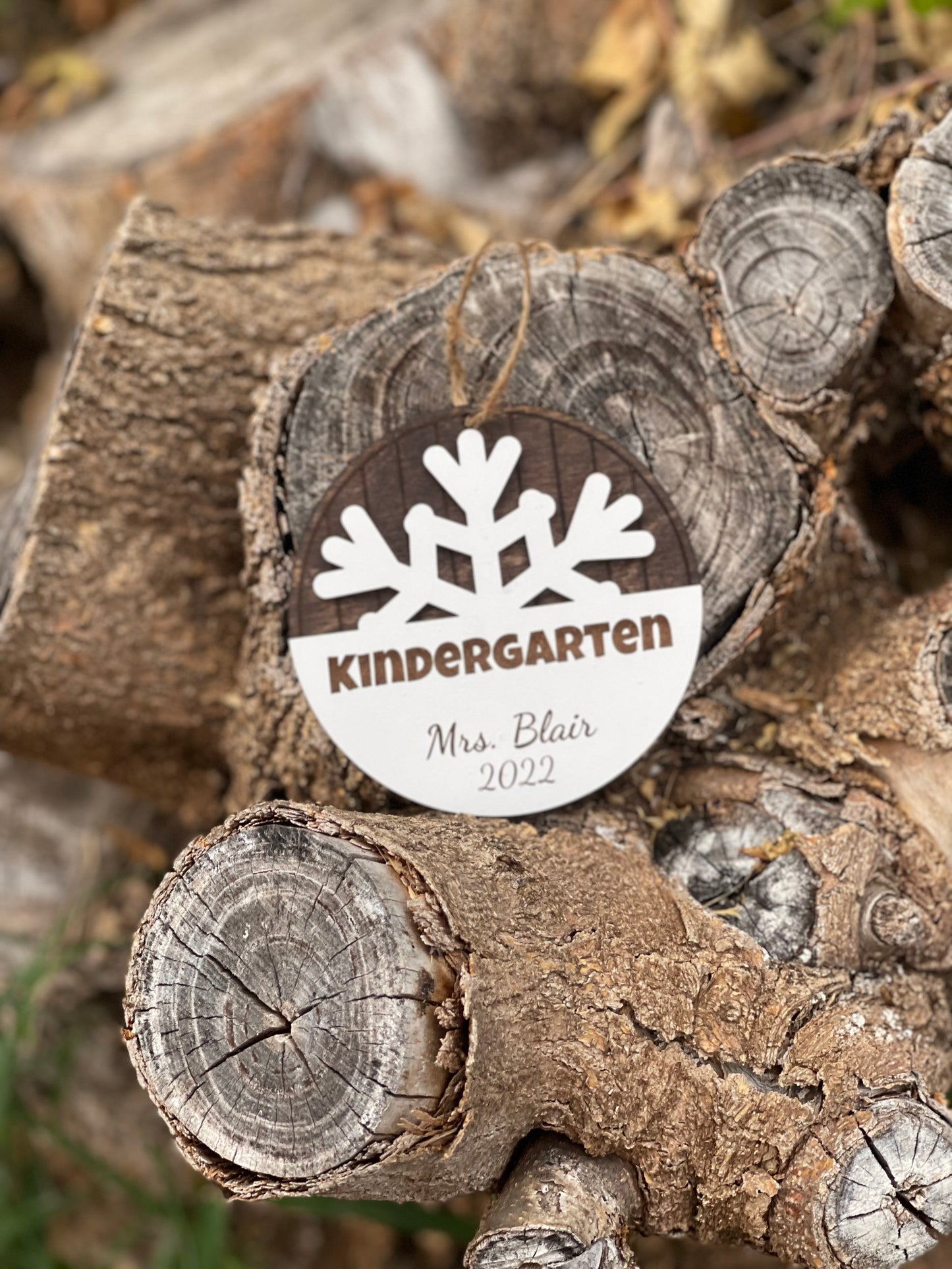 Personalized Teacher Christmas Ornament | Custom Name & Grade Level/Subject | Engraved Wood Snowflake Ornament