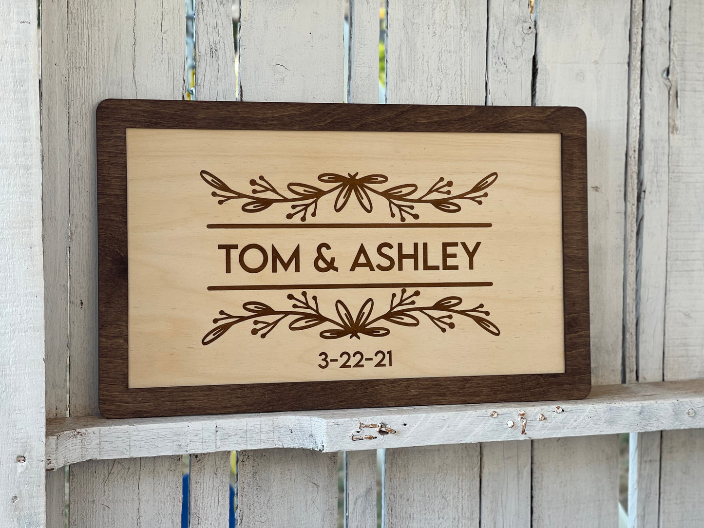 Personalized Wedding Sign | Custom Wood Engraved Couples Name & Date | Rustic Wedding Decor, Housewarming & Engagement Gift