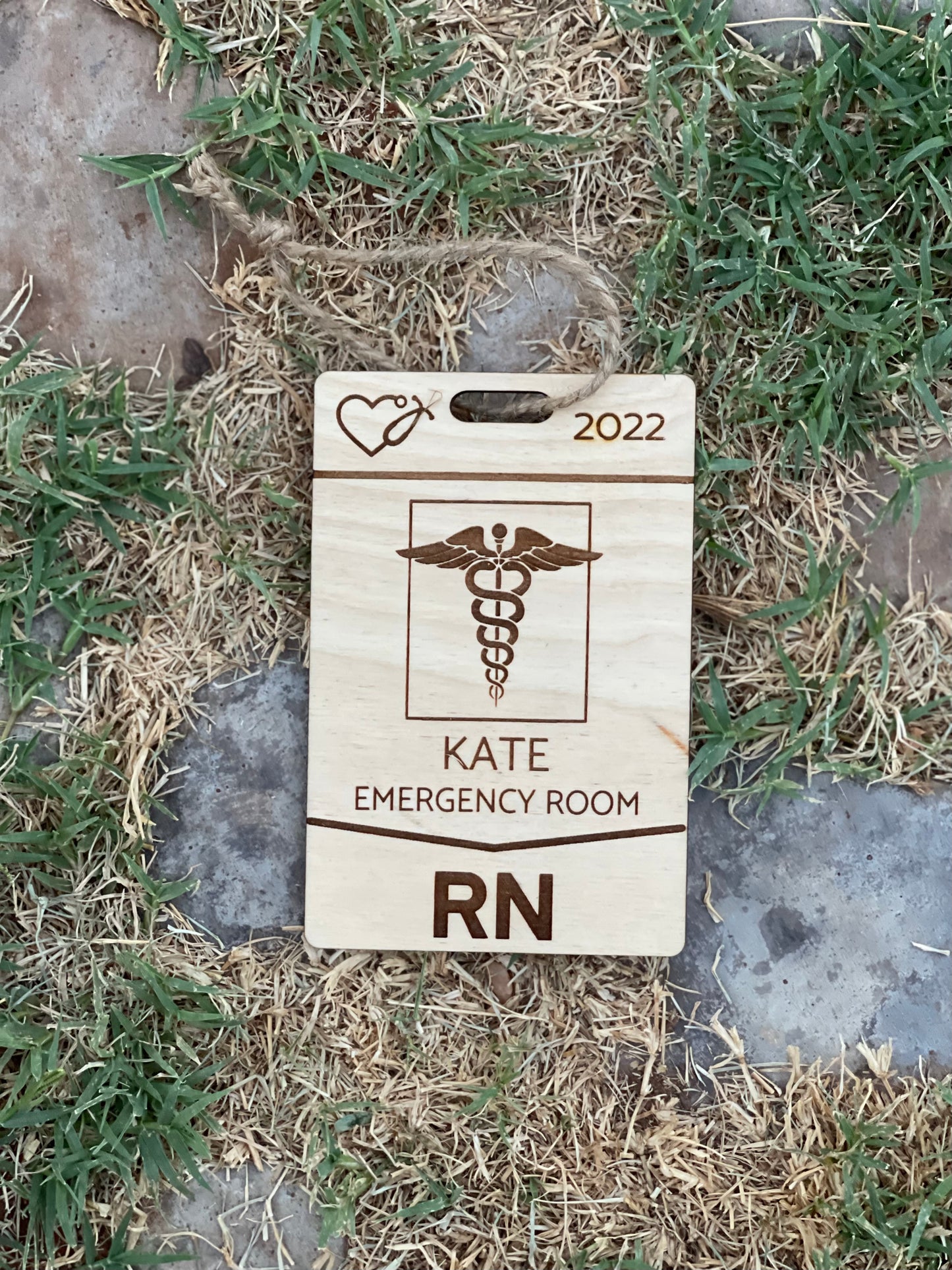 Personalized Nurse Badge Christmas Ornament - Custom Engraved with Name and Department - Medical ID Decoration