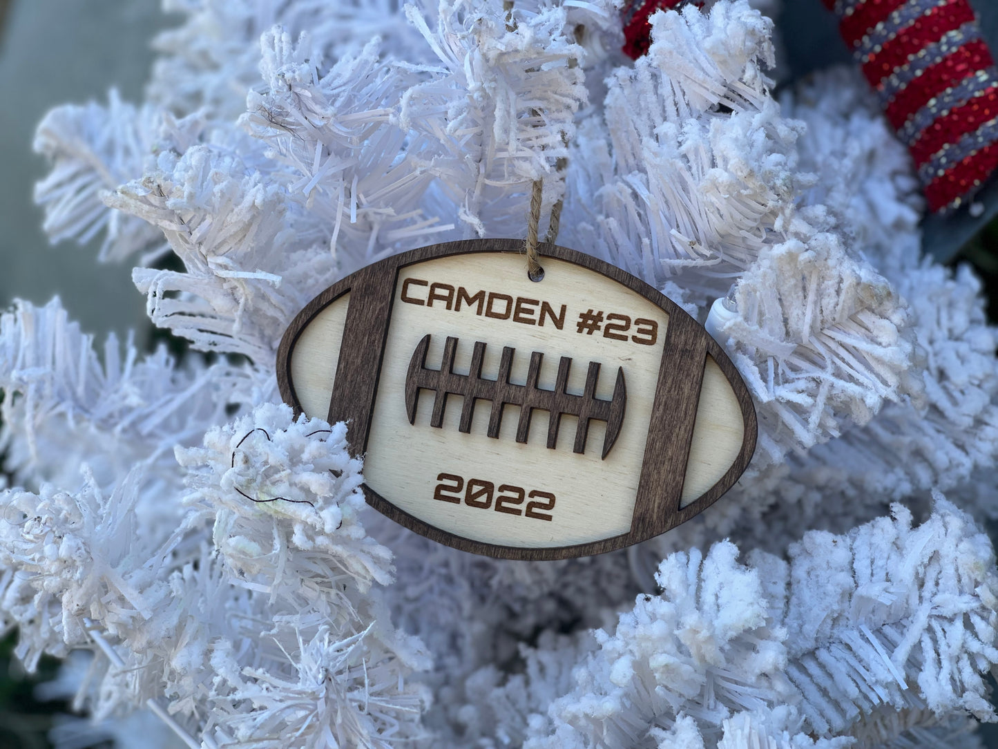 Personalized 3D Football Name and Jersey Number Christmas Ornament