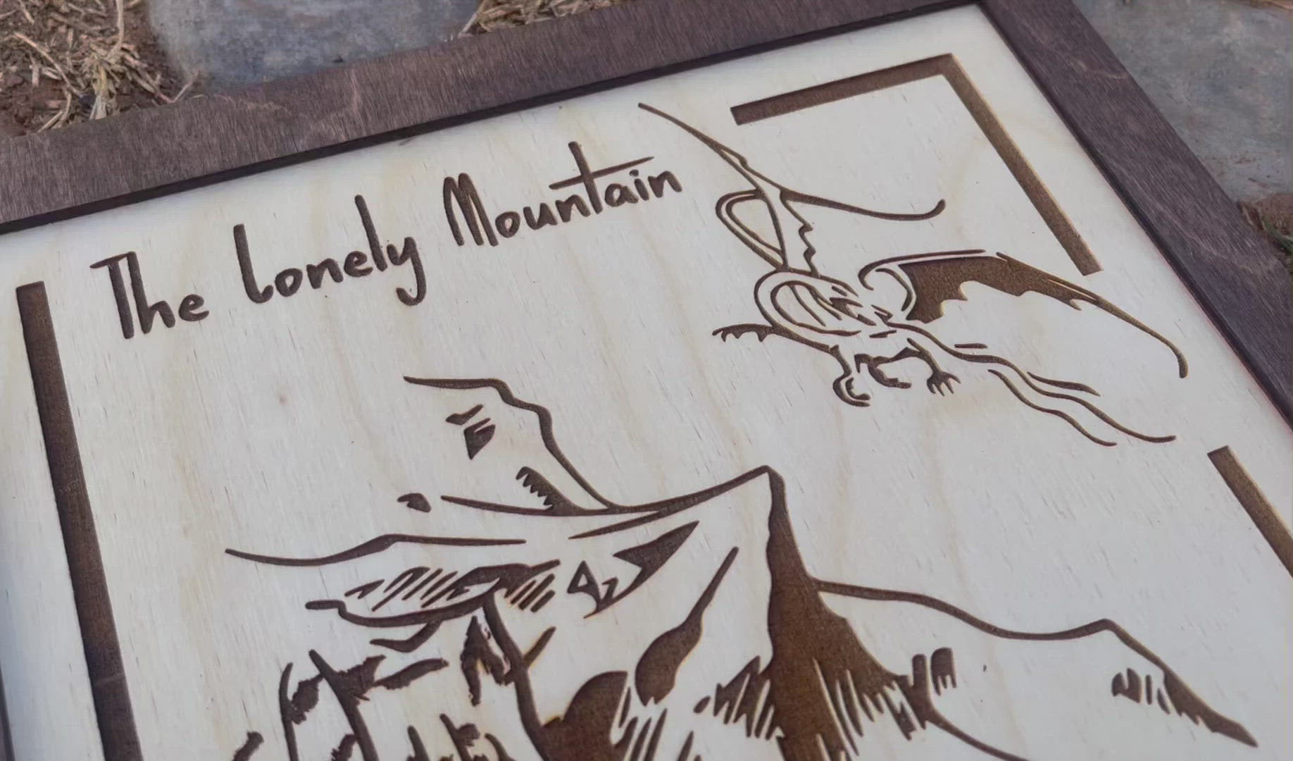 The Lonely Mountain Wood Engraved Sign. Middle Earth, LOTR, lord
