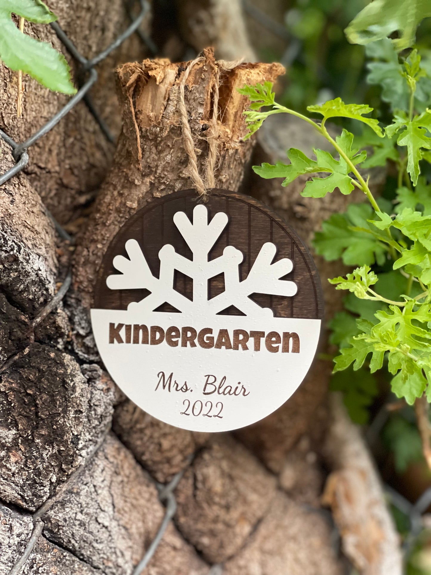 Personalized Teacher Christmas Ornament | Custom Name & Grade Level/Subject | Engraved Wood Snowflake Ornament