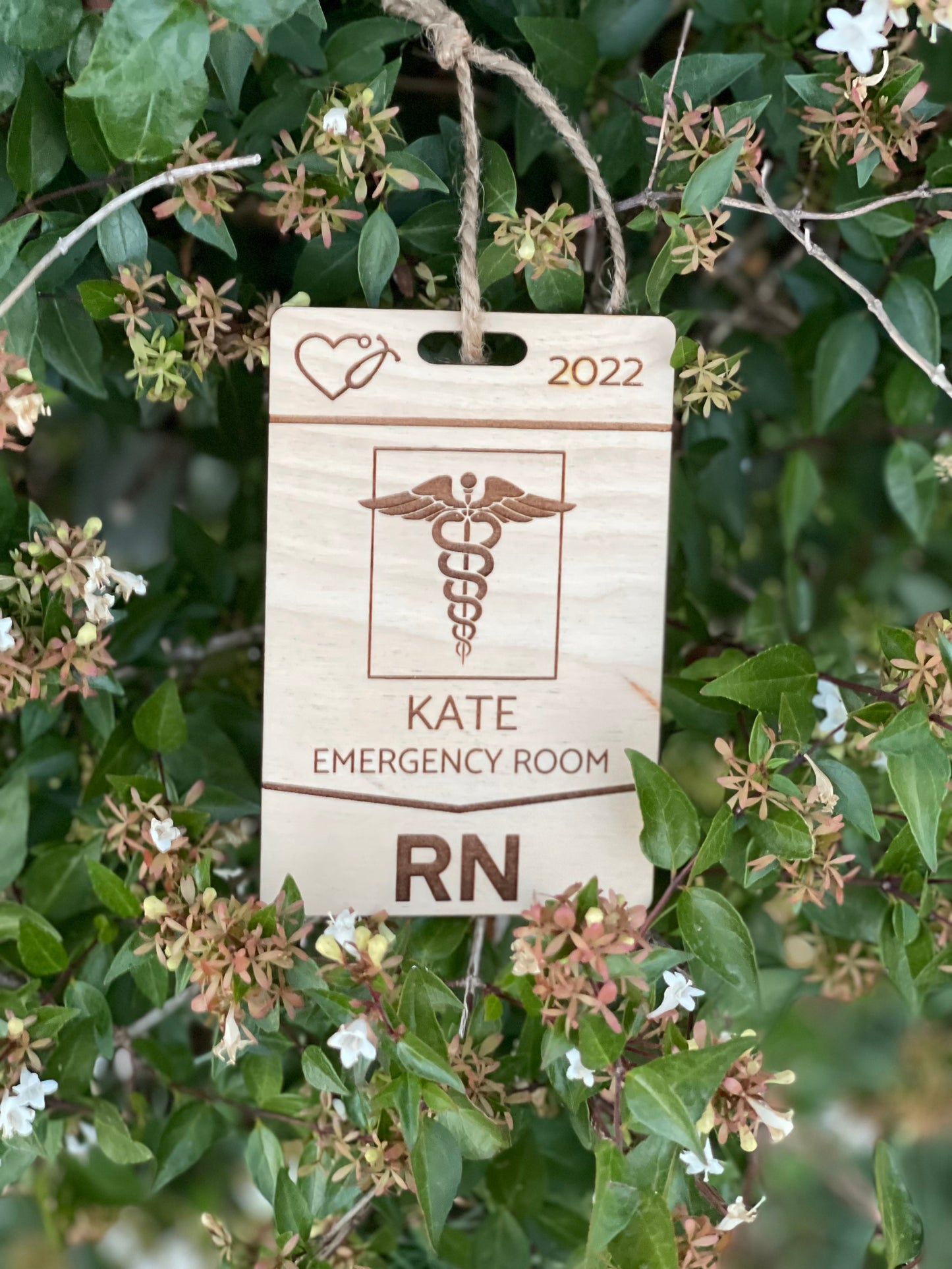 Personalized Nurse Badge Christmas Ornament - Custom Engraved with Name and Department - Medical ID Decoration