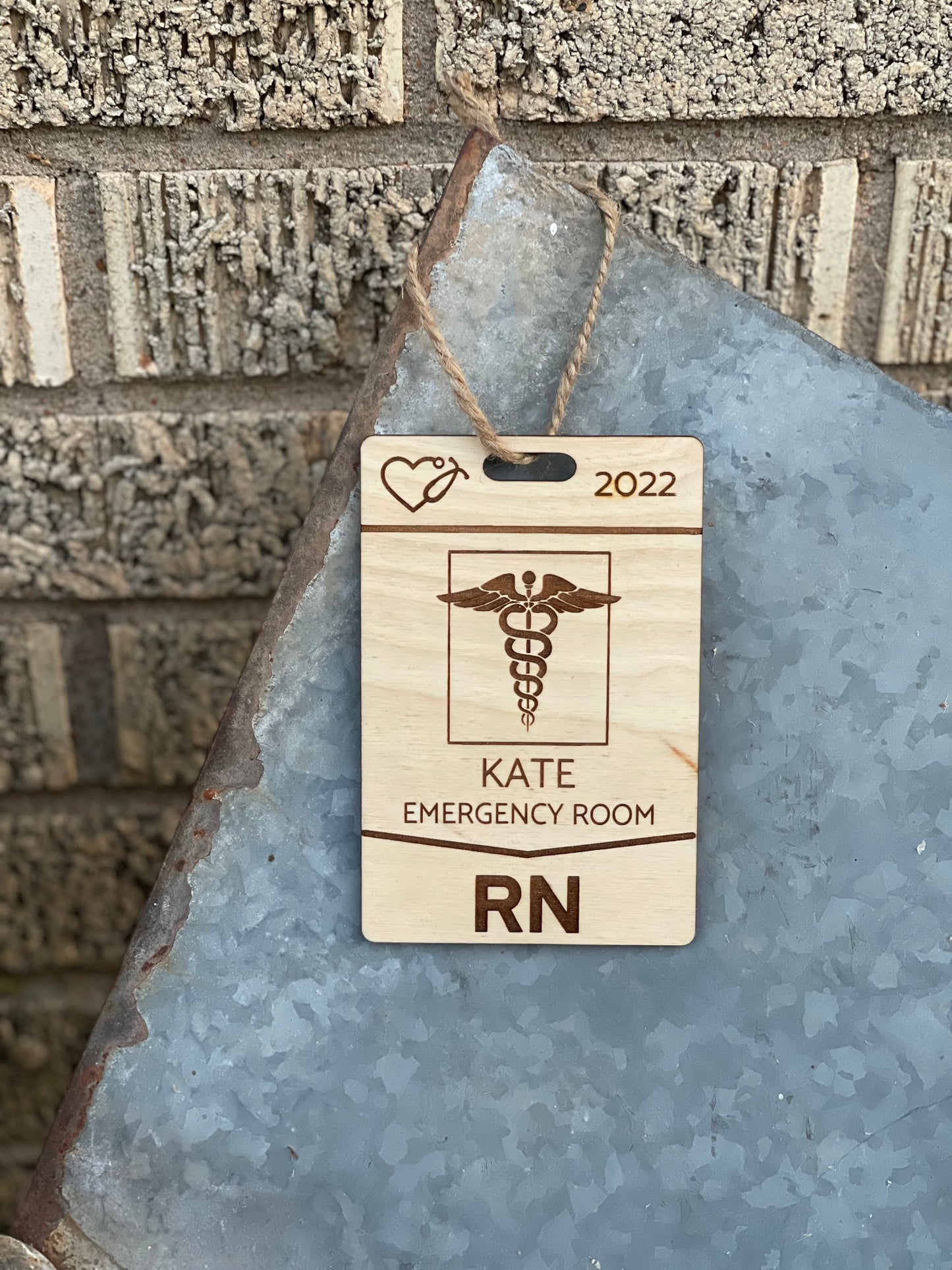 Personalized Nurse Badge Christmas Ornament - Custom Engraved with Name and Department - Medical ID Decoration