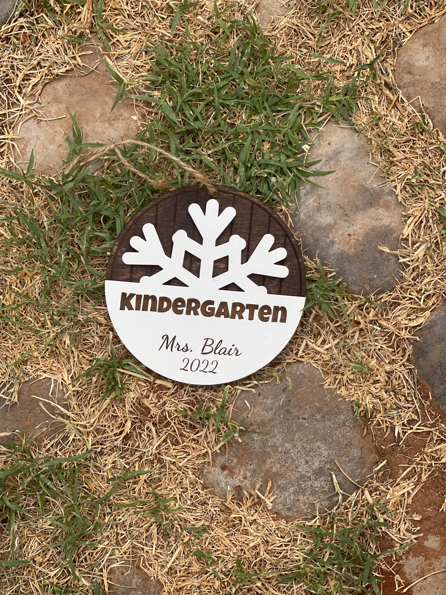 Personalized Teacher Christmas Ornament | Custom Name & Grade Level/Subject | Engraved Wood Snowflake Ornament