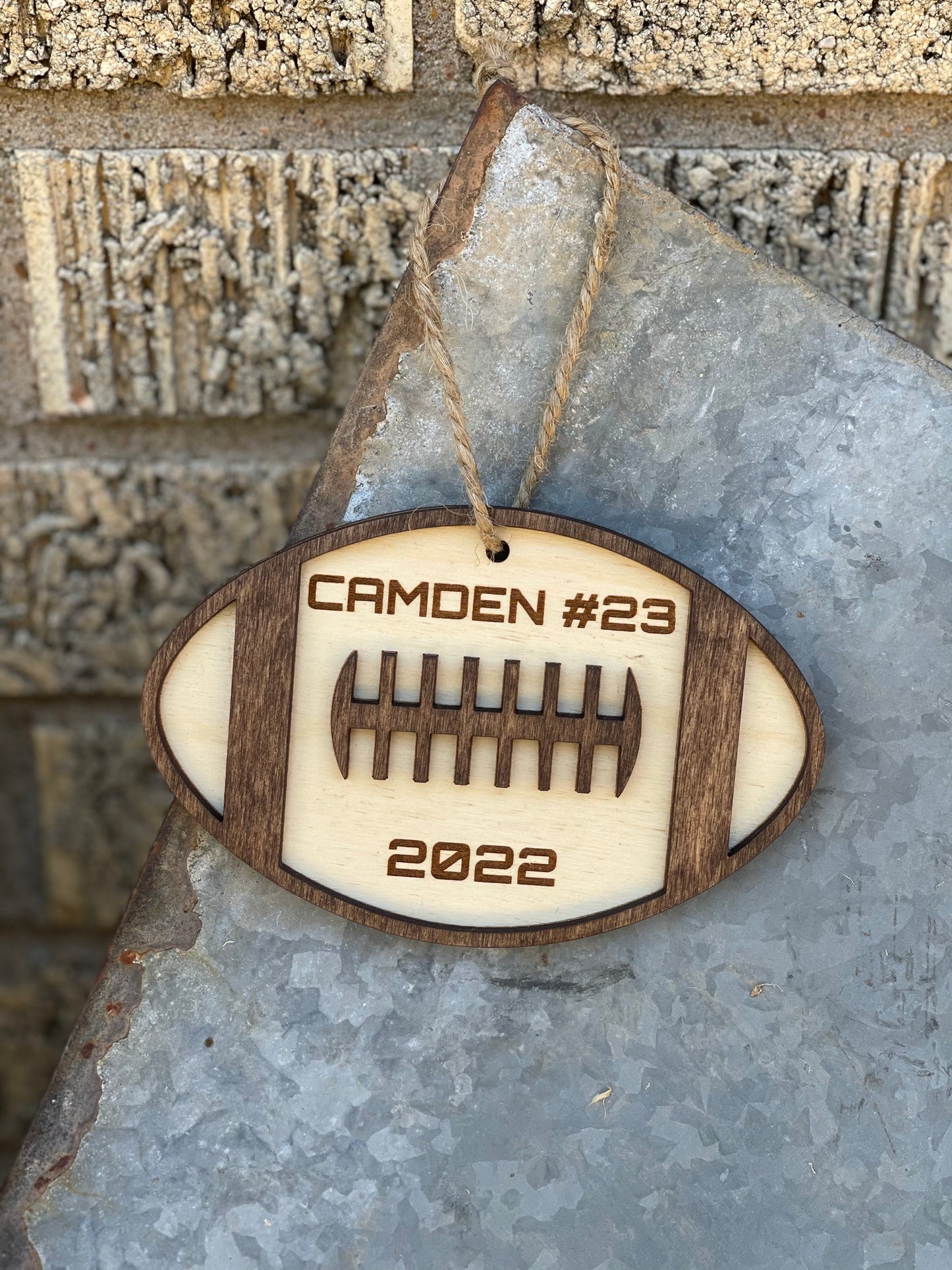 Personalized 3D Football Name and Jersey Number Christmas Ornament