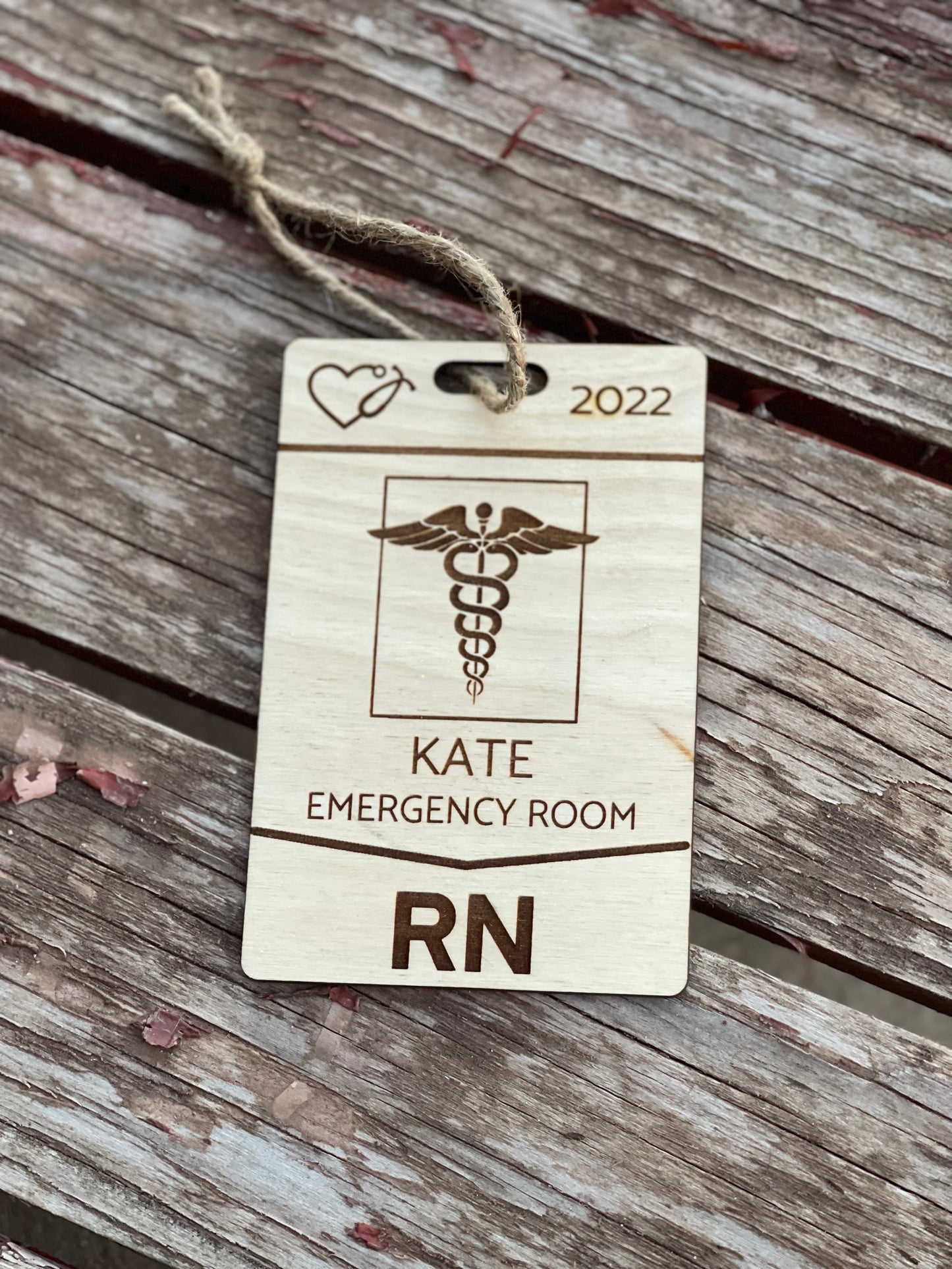 Personalized Nurse Badge Christmas Ornament - Custom Engraved with Name and Department - Medical ID Decoration