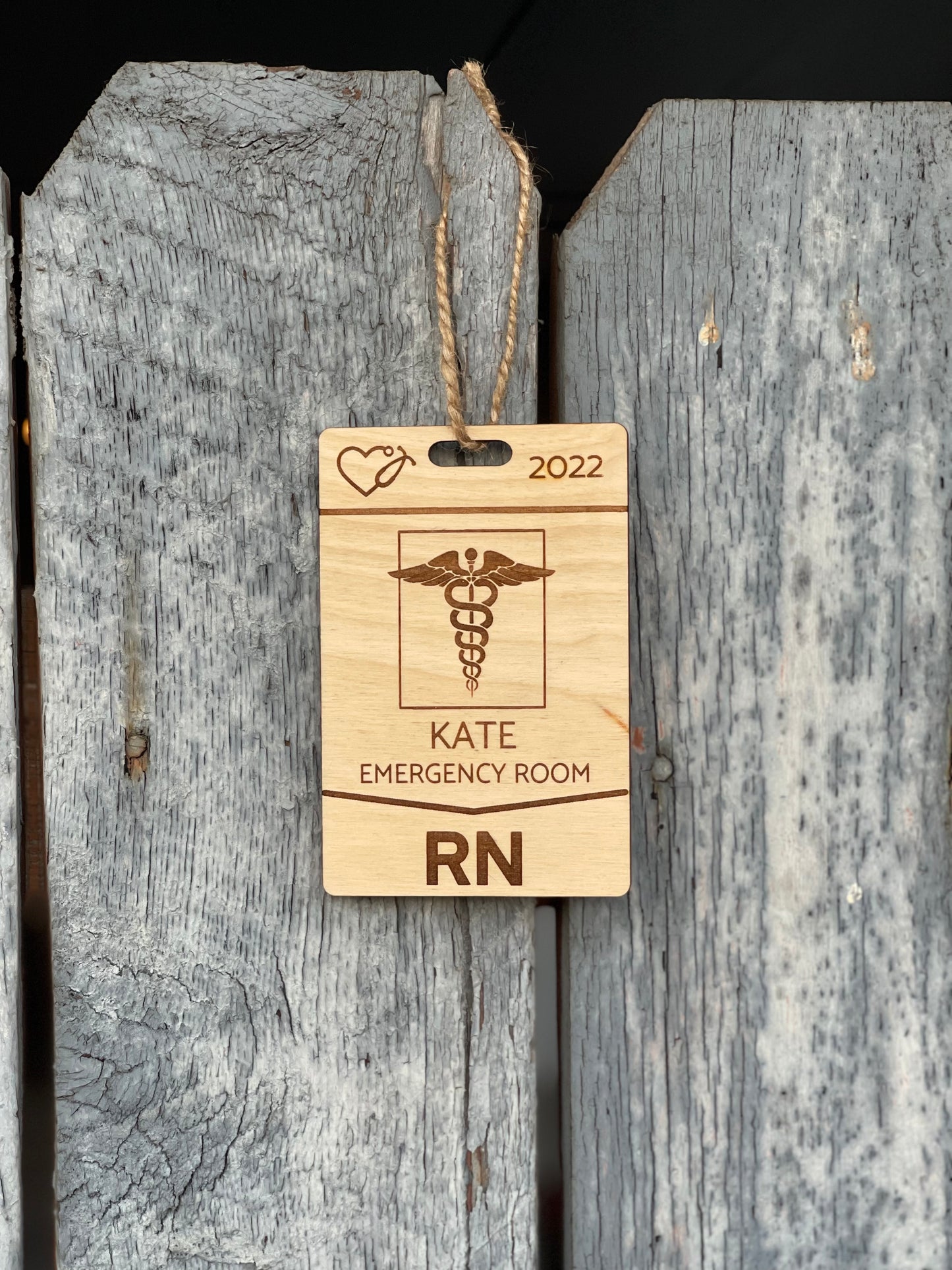 Personalized Nurse Badge Christmas Ornament - Custom Engraved with Name and Department - Medical ID Decoration