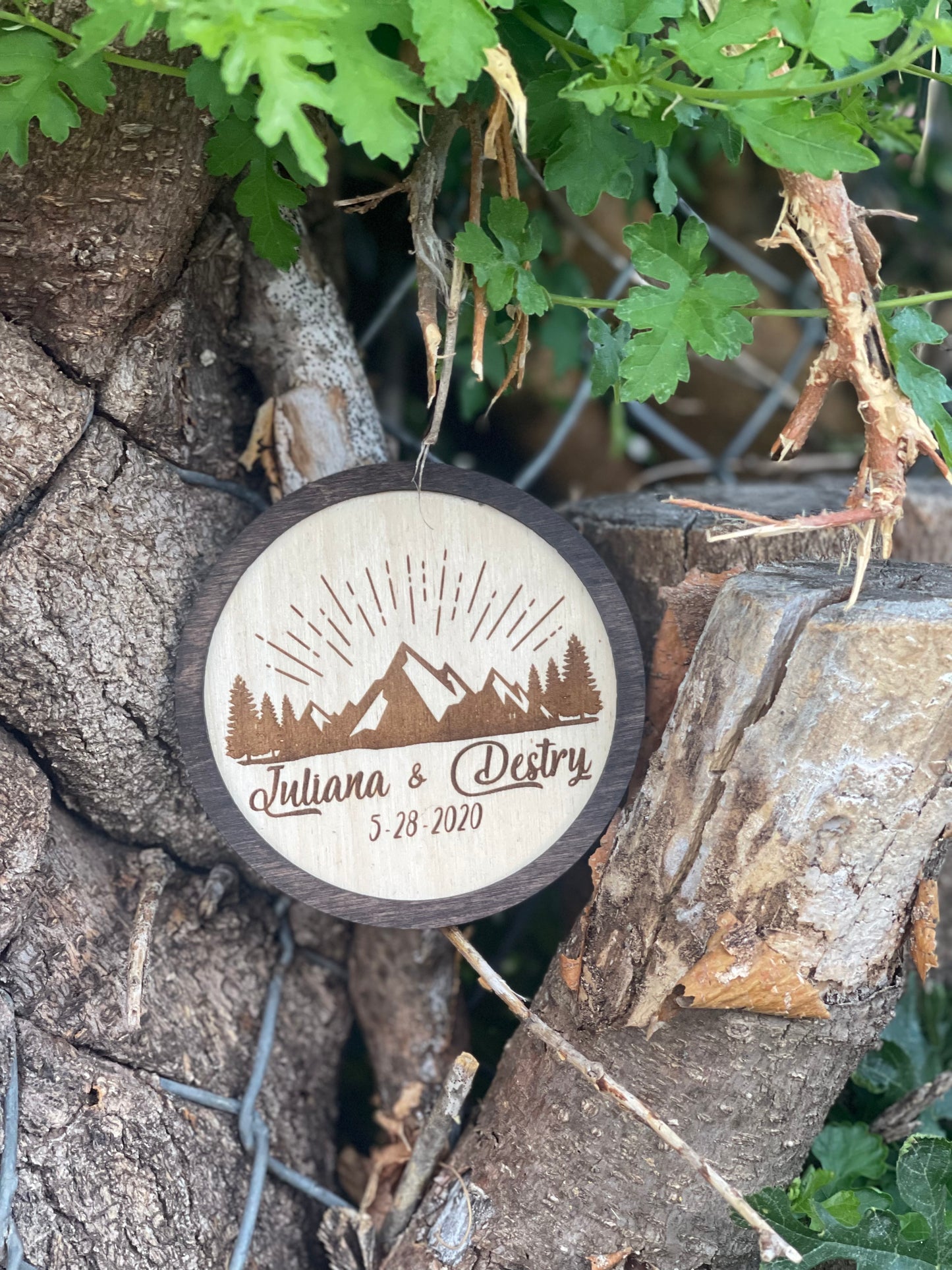 Personalized Mountain Coaster Set | Custom Wood Engraved Wedding Favors or Anniversary Gift