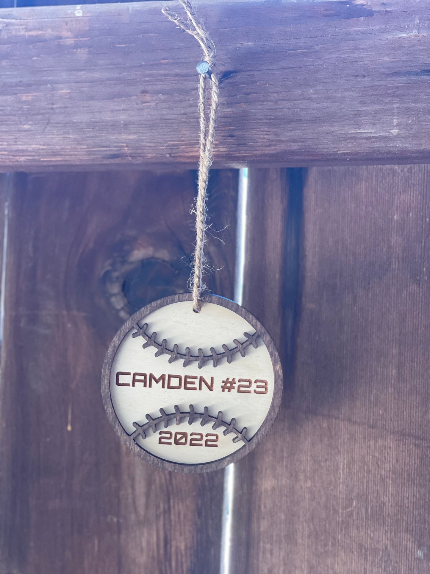 Personalized 3D Baseball/Softball Christmas Ornament | Custom Name & Jersey Number | Wood Engraved Sports Gift