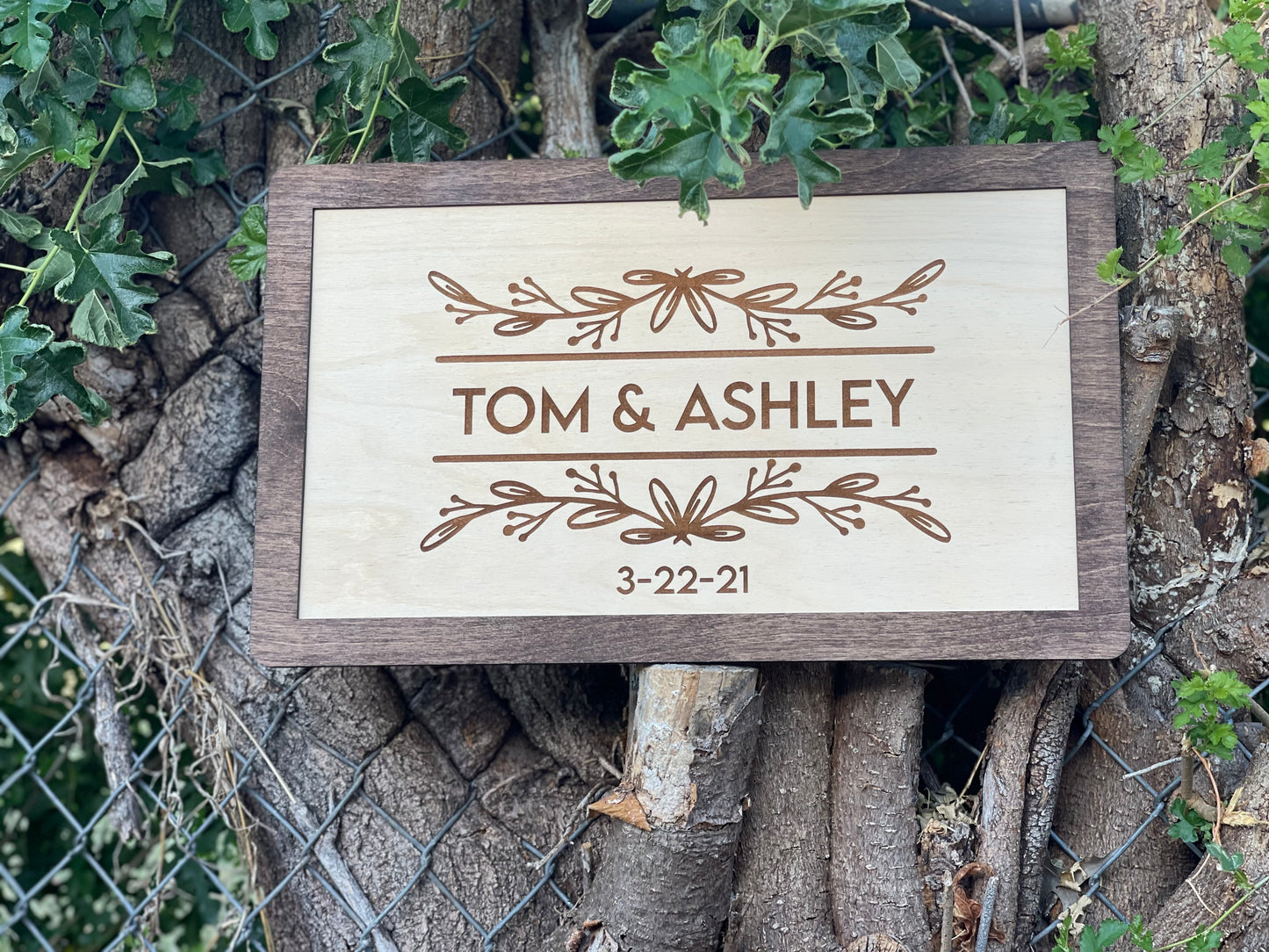 Personalized Wedding Sign | Custom Wood Engraved Couples Name & Date | Rustic Wedding Decor, Housewarming & Engagement Gift