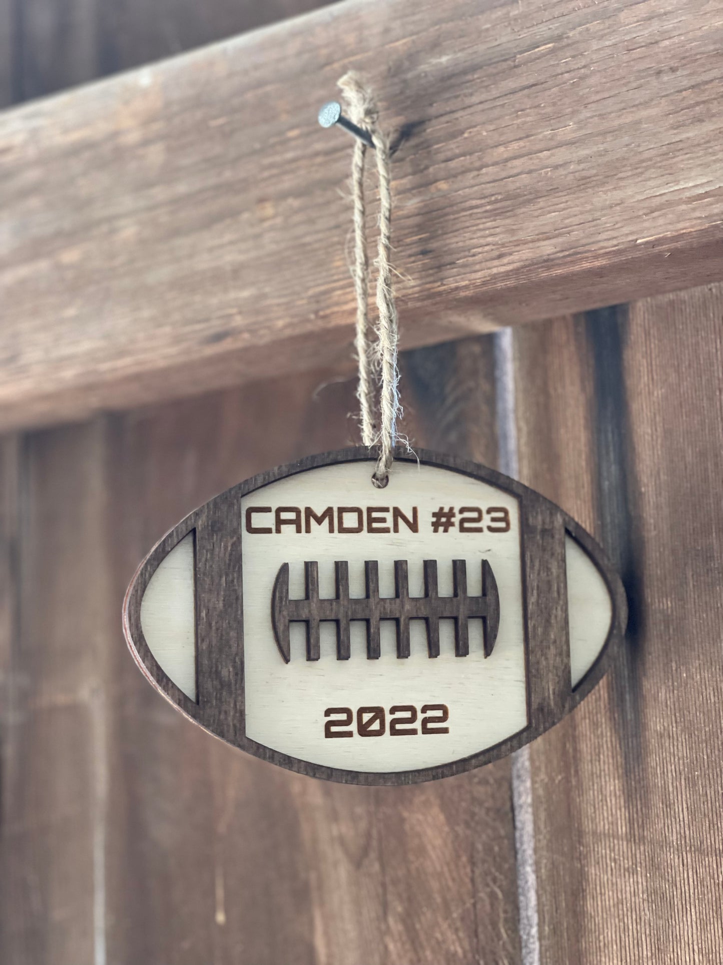 Personalized 3D Football Name and Jersey Number Christmas Ornament