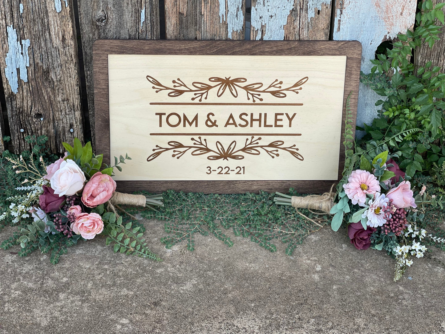 Personalized Wedding Sign | Custom Wood Engraved Couples Name & Date | Rustic Wedding Decor, Housewarming & Engagement Gift