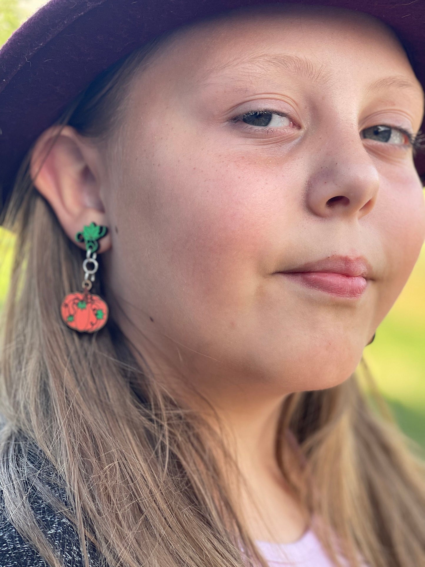 Fall Pumpkin Dangle Stud Earrings