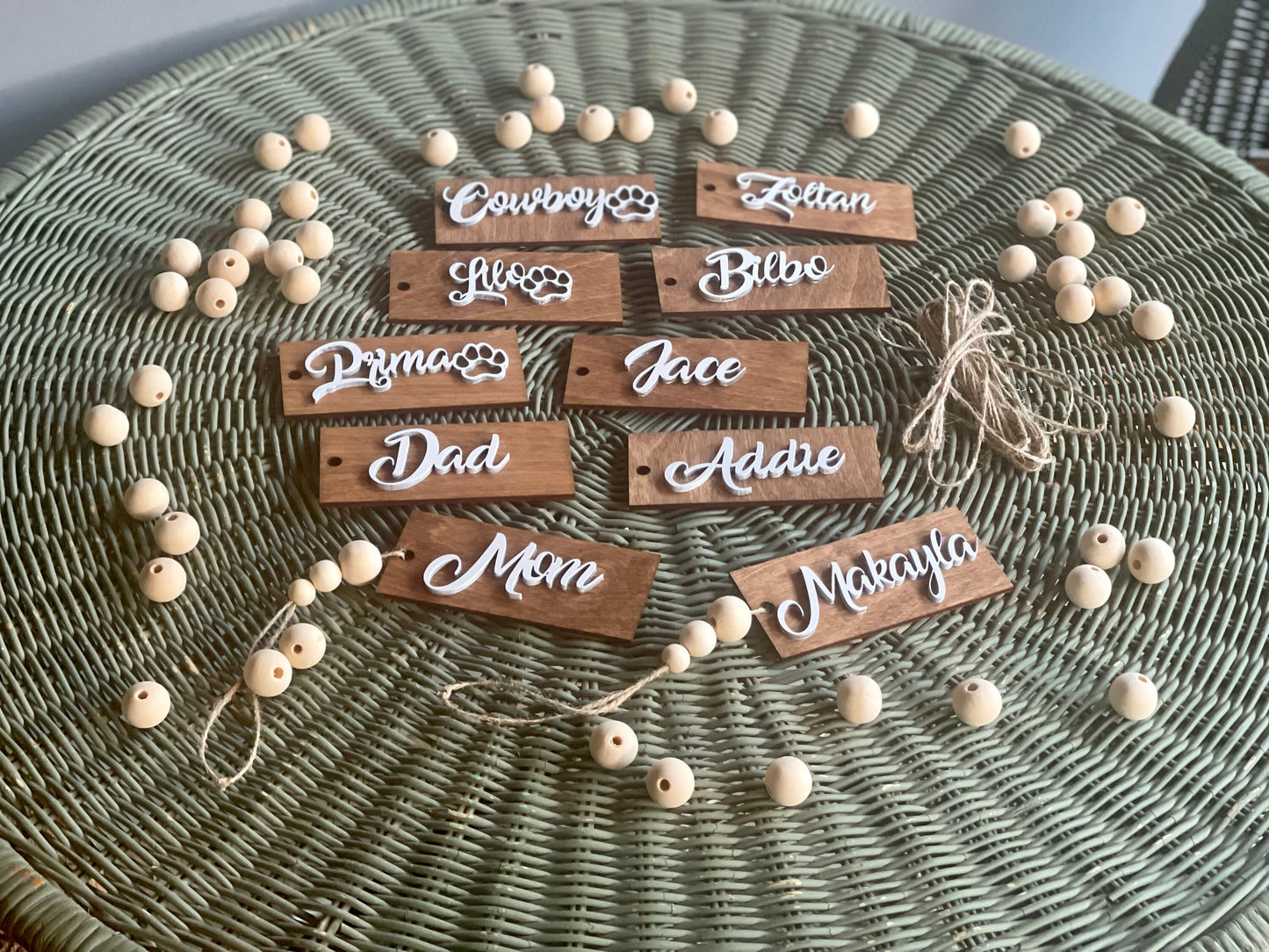 Personalized 3D Wood Stocking Tags for Famiy, Kids, and Pets