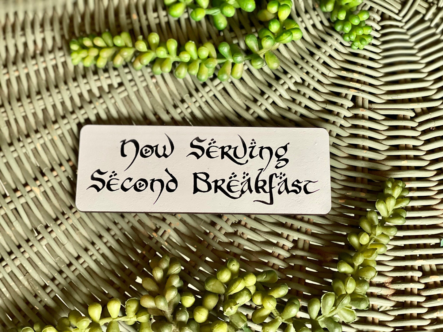 Now Serving Second Breakfast Fridge Magnet | Wood Engraved Fantasy Decor | Shire-Inspired Novelty