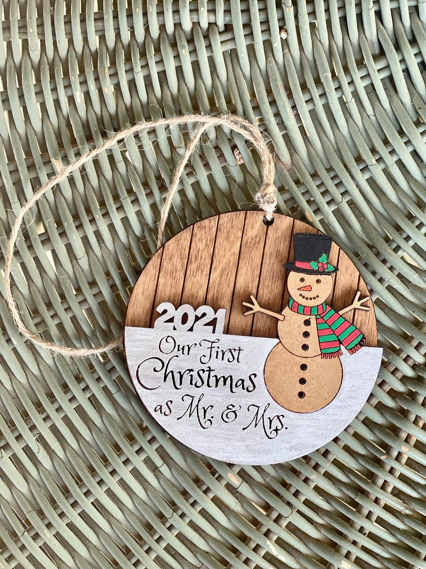 Personalized First Christmas Together Mr & Mrs Couple Ornament