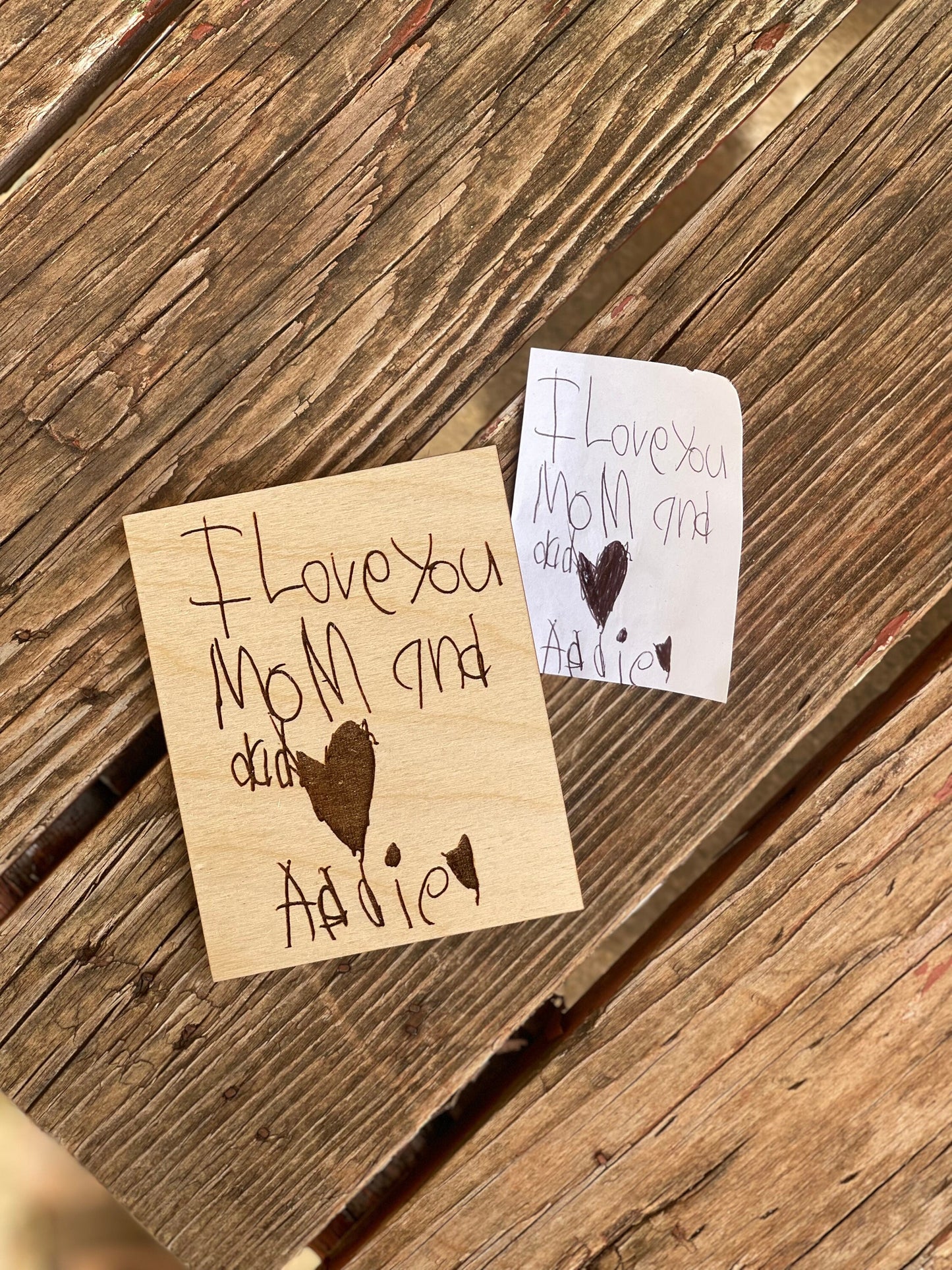 Custom Wood Engraved Magnet | Personalized Child's Drawing or Handwriting Keepsake Gift