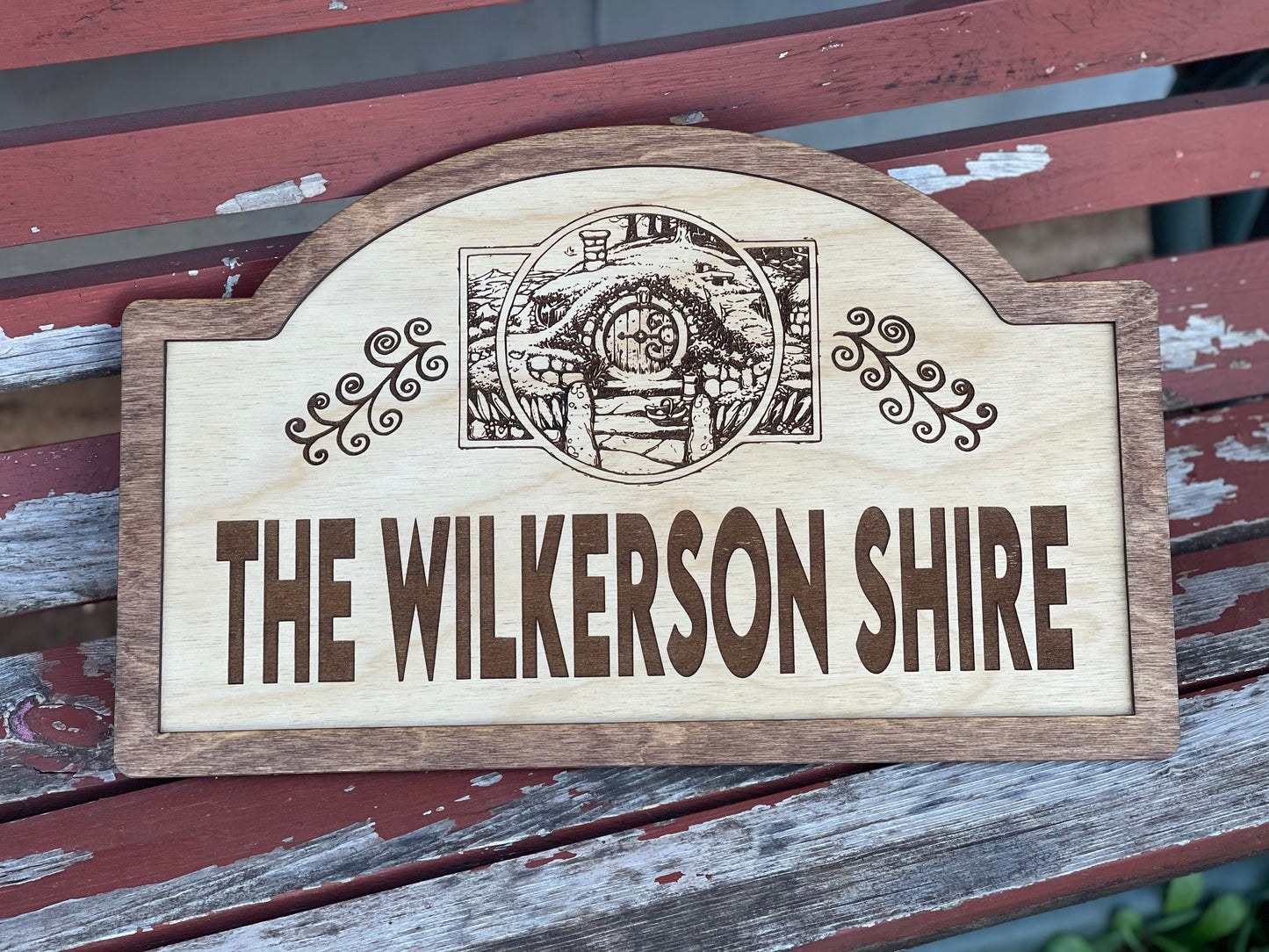 Custom Shire Sign – Personalized Family Name Wood Engraved Gift | Fantasy-Inspired Home Decor