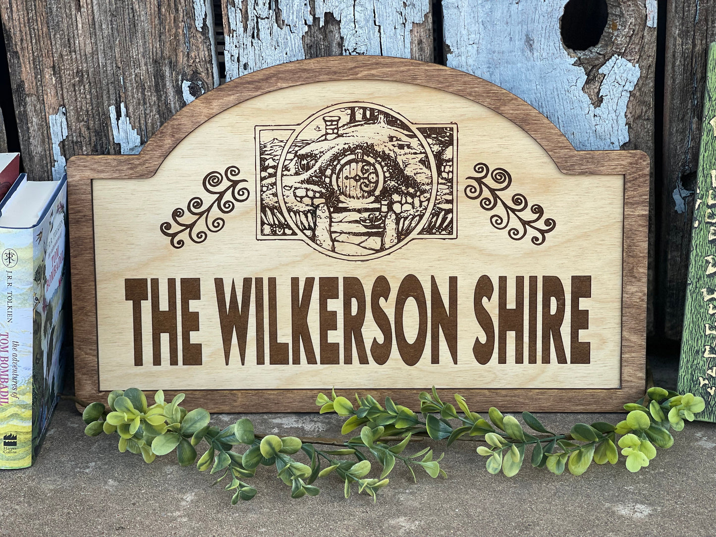 Custom Shire Sign – Personalized Family Name Wood Engraved Gift | Fantasy-Inspired Home Decor