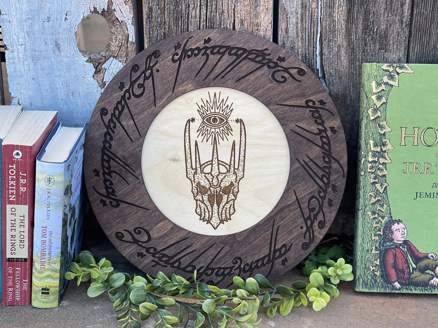 The Eye Helmet Wood Engraved Sign | Fantasy Dark Wizard Man Cave Decor