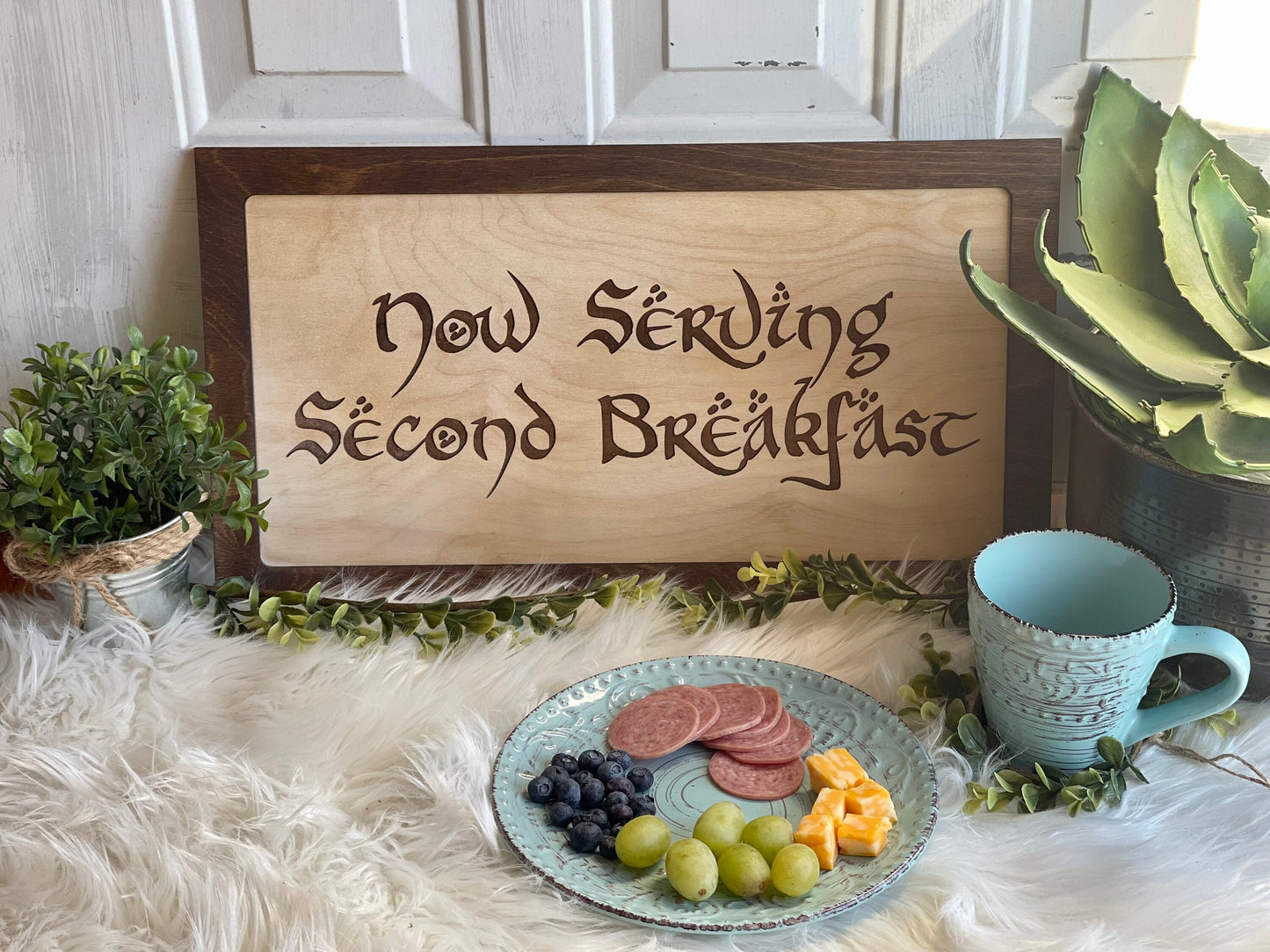 Now Serving Second Breakfast Framed Sign | Kitchen & Reception Decor | Fantasy Shire Wall Art