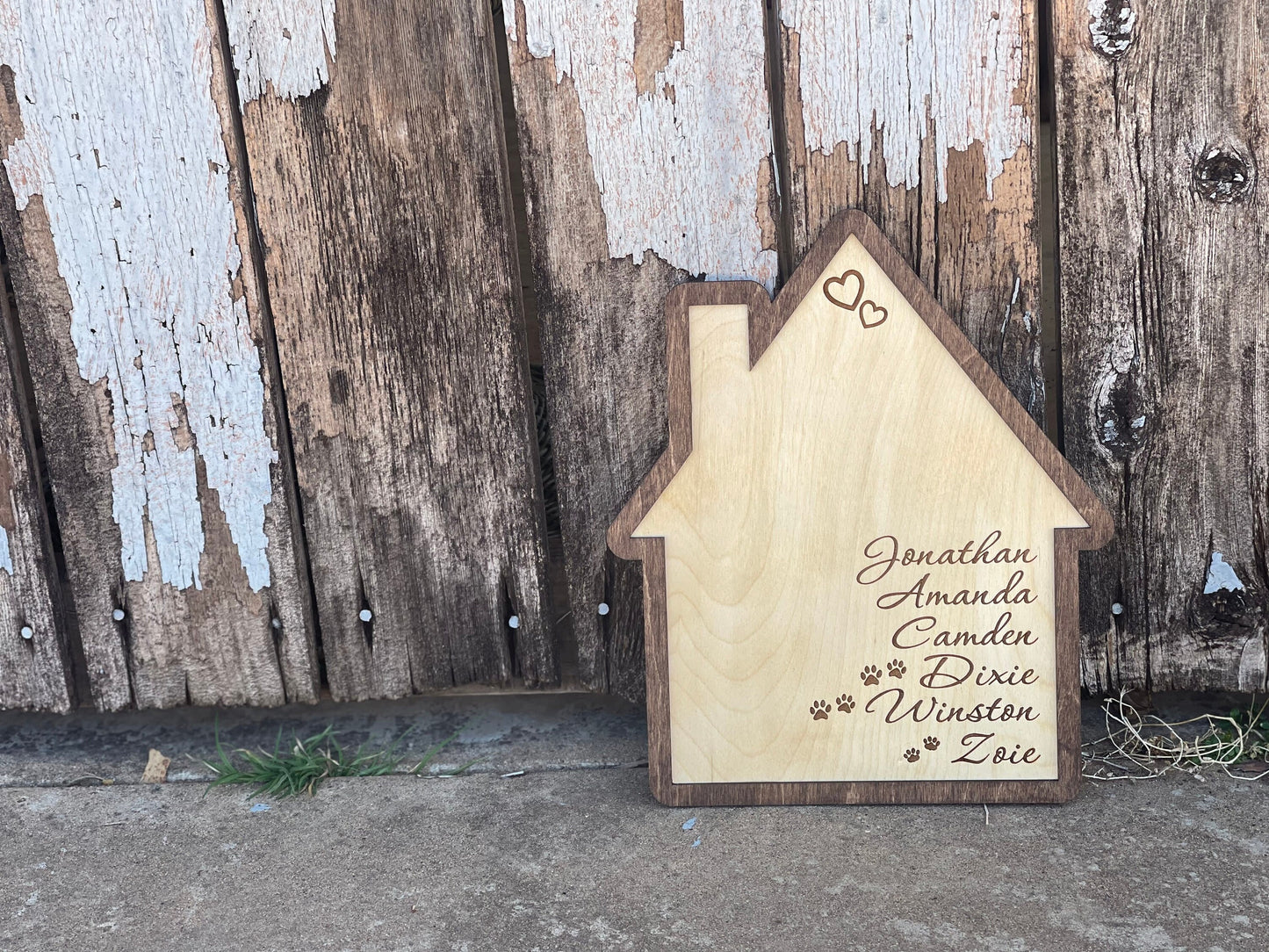 Family Home Sign with Kids and Pet Names