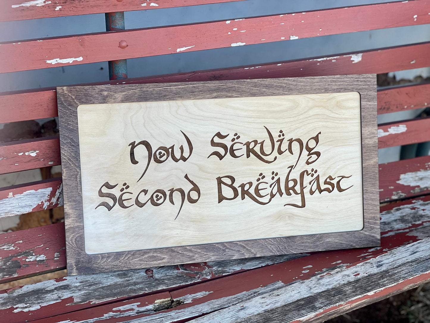 Now Serving Second Breakfast Framed Sign | Kitchen & Reception Decor | Fantasy Shire Wall Art