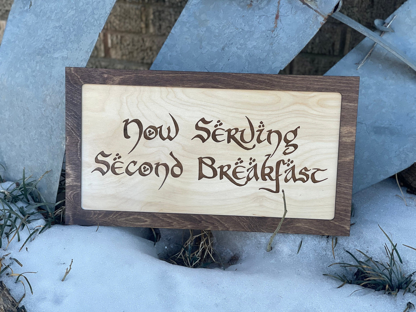 Now Serving Second Breakfast Framed Sign | Kitchen & Reception Decor | Fantasy Shire Wall Art