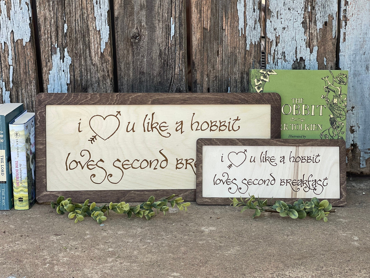 I Love You Like Second Breakfast | Wood Engraved Sign with Walnut Frame | Fantasy Ring Wedding & Anniversary Gift