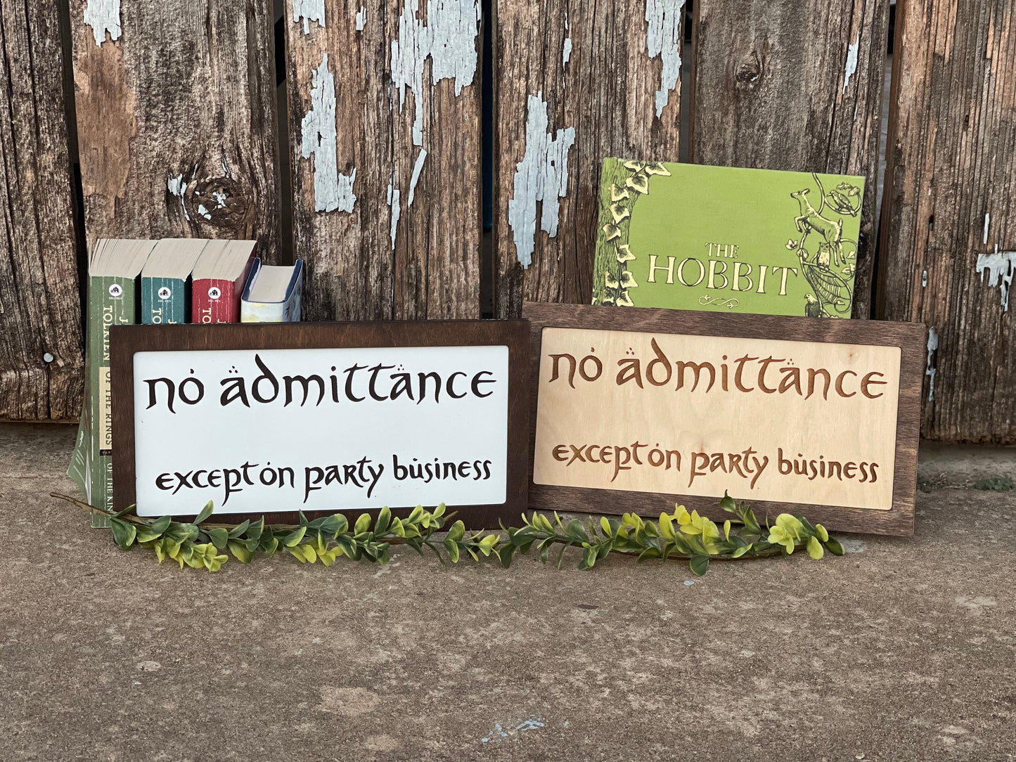 No Admittance Except On Party Business Wood Engraved Sign – Fantasy Inspired Decor | Custom Sizes & Finishes