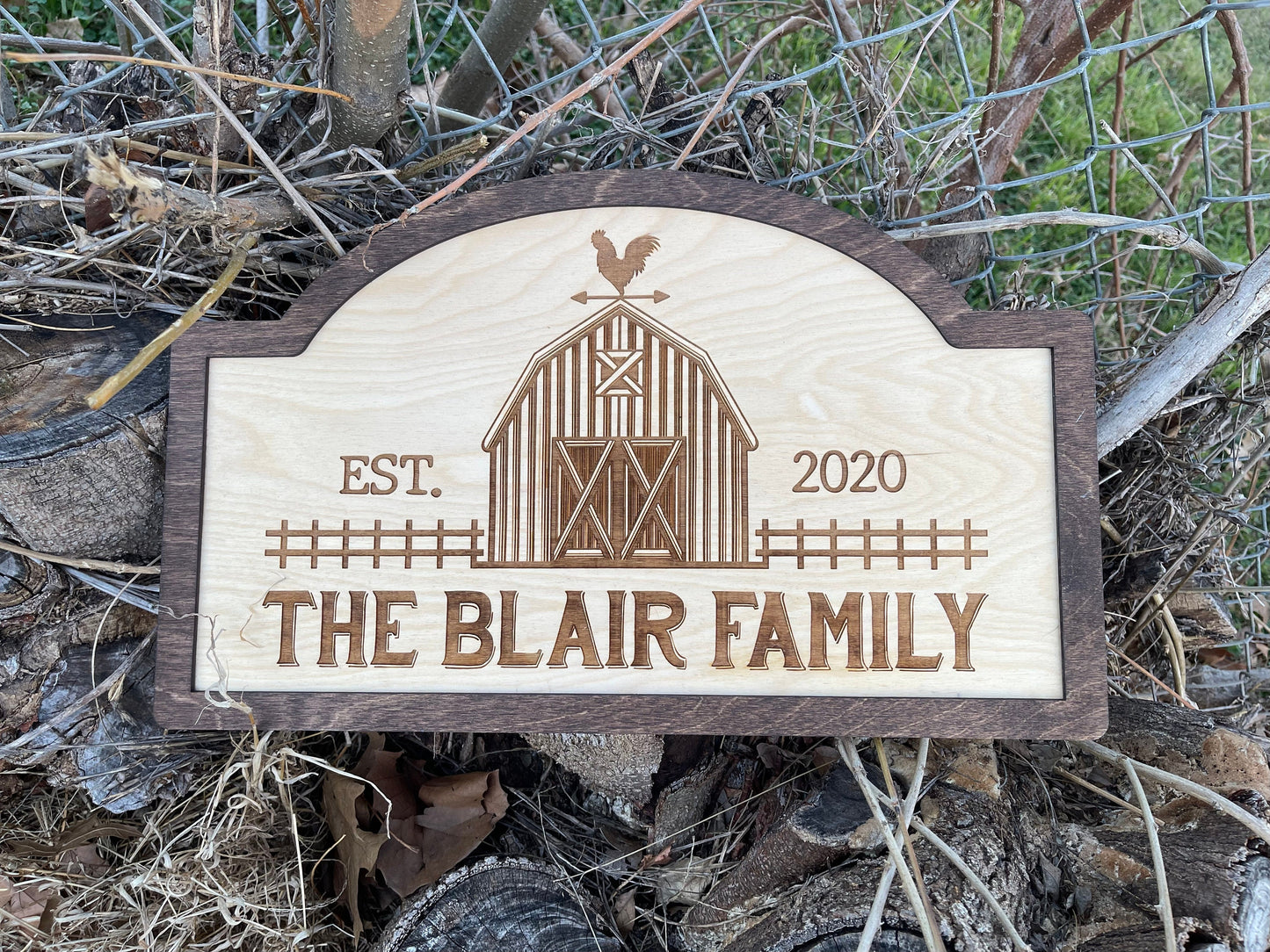 Country Farmhouse Personalized Name Sign | Custom Chicken Barn Last Name Sign | Rustic Wedding & Engagement Gift