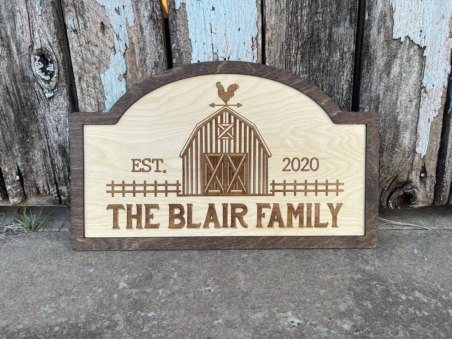 Country Farmhouse Personalized Name Sign | Custom Chicken Barn Last Name Sign | Rustic Wedding & Engagement Gift